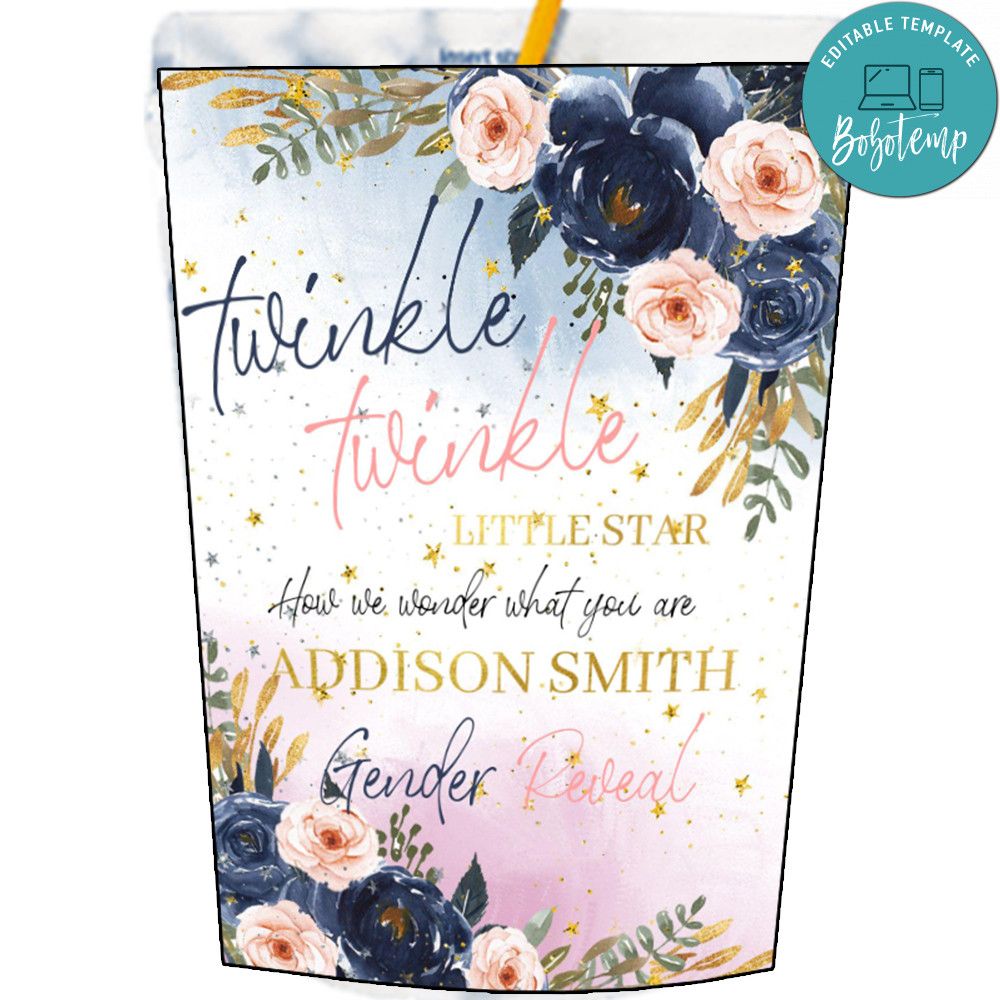 Twinkle Twinkle Little Star gender reveal Capri Sun Label