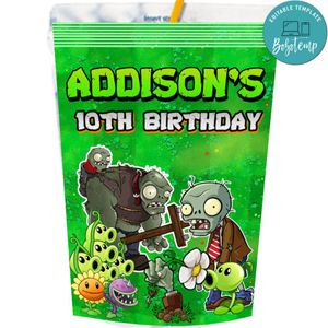 Plants vs Zombies Capri Sun Labels Digital File Printable Instant Download