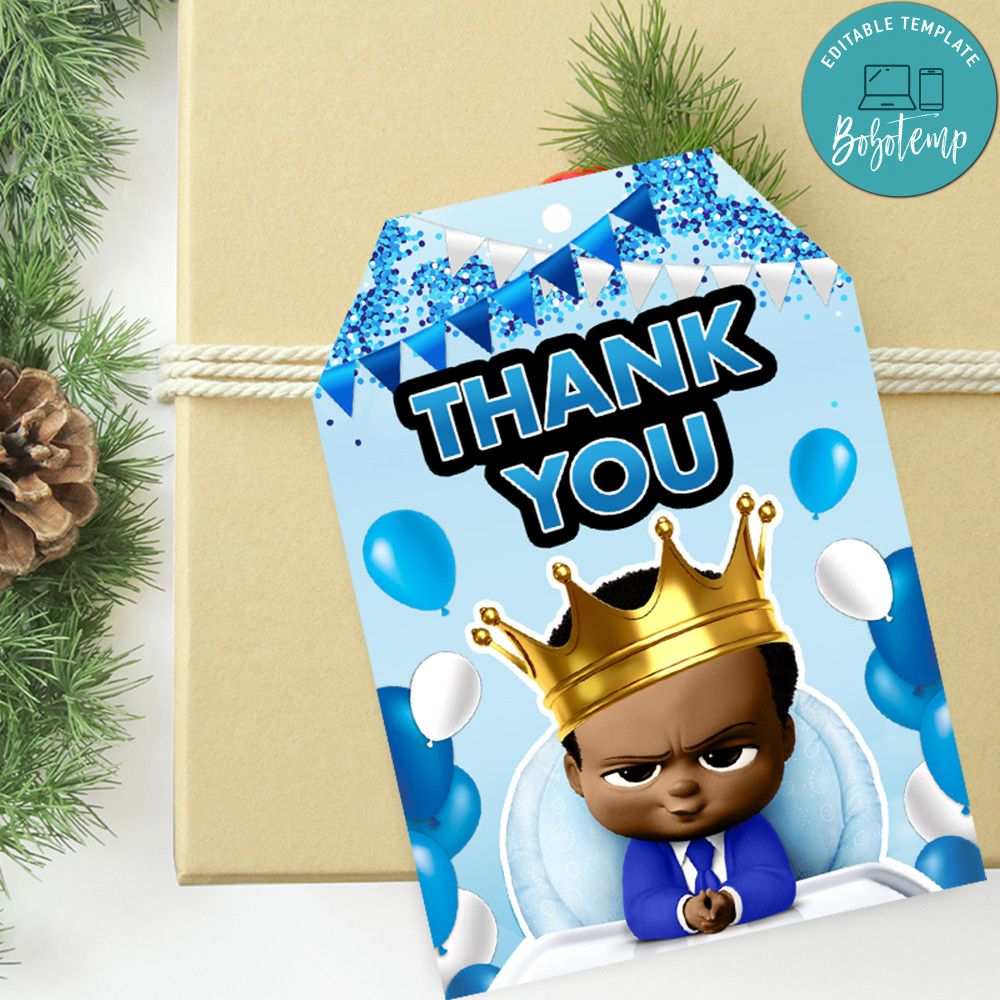 Black Boss Baby Thank you tag Template to Print at Home Createpartylabels