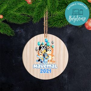 Bluey Christmas Wood Ornament Gift