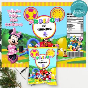 Minnie Mouse Clubhouse Chip Bag Digital File Printable Instant Download
