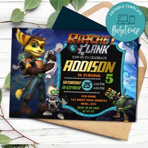 Ratchet and Clank Invitation Template to Print at Home Instant Download