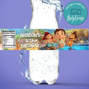 Disney Pixar Luca Water Bottle Label Template to Print at Home Instant Download