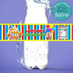 Plim Plim Water Bottle Label Template to Print at Home Instant Download