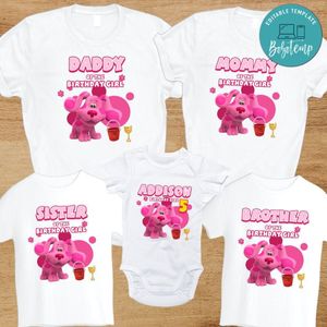 Magenta Birthday Family Matching Party PNG file template for Girl