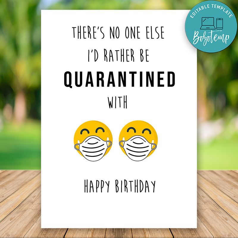Printable Funny Quarantine Birthday Card For Girlfriend DIY
