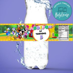 Minnie Mouse Clubhouse Water Bottle Label Template to Print at Home Instant Download