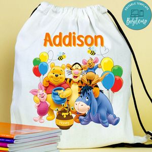 Personalised Winnie the Pooh Drawstring Bag