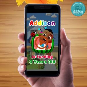 African American Cocomelon Video Invitation Digital Template Customizable Instant Download