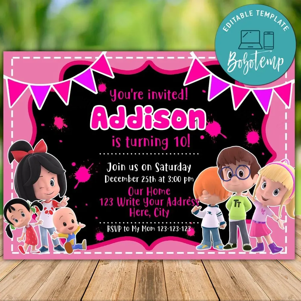 Printable Cleo And Cuquin Invitation Template Instant Download