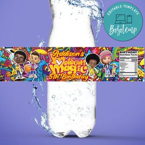 Magic Motown Birthday Water Bottle Label Template to Print at Home Instant Download