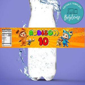 Dave and Ava Birthday Water Bottle Label Template to Print at Home Instant Download