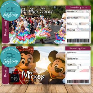 Editable DISNEY Surprise Trip Tickets Instant Download