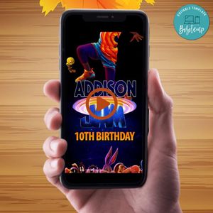 Space Jam 2 Video Invitation Digital Template Customizable Instant Download