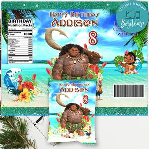 Maui Moana Chip Bag Digital File Printable Instant Download