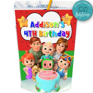 Cocomelon Juice Pouch Labels Digital File Printable Instant Download
