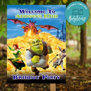 Shrek Birthday Welcome Sign Digital File Printable Instant Download