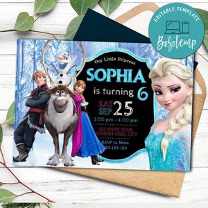 Frozen Digital Invitation Customizable Template Instant Download