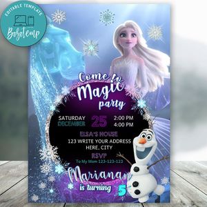 Editable Frozen 2 Elsa Birthday Invitation Instant Download