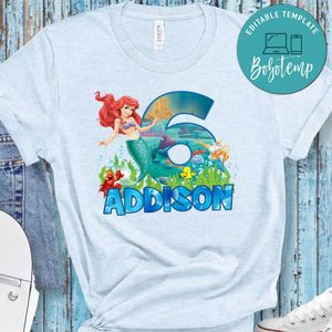 Custom Ariel Birthday Shirt for Girl
