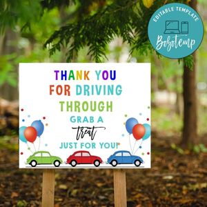 Printable Drive Through Party Parade Quarantine Treat Sign Instant Download