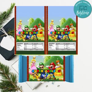 Super mario Candy Bar Wrapper Digital File Printable Instant Download