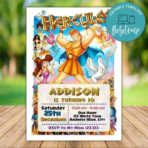 Printable Hercules Birthday Flyer Instant Download