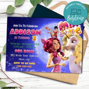 Mia and Me Invitation Template to Print at Home Instant Download