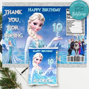 Disney Frozen Elsa Birthday Chip Bag Digital File Instant Download