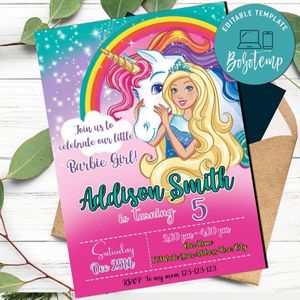 Barbie dreamtopia Invitation Printable Instant Download