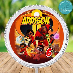African American Incredibles Charger Plate Label Template to Print at Home Instant Download