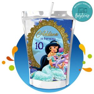 Jasmine Capri Sun Birthday Labels Digital File Printable Instant Download