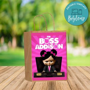 Custom Black Girl Baby Boss Gift bag Label to print at home Instant Download