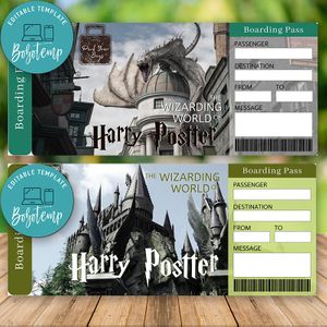Editable UNIVERSAL STUDIOS Surprise Harry Potter Trip Tickets Instant Download