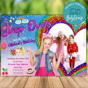 Printable Jojo Siwa Sleepover Party Invitation With Photo Instant Download