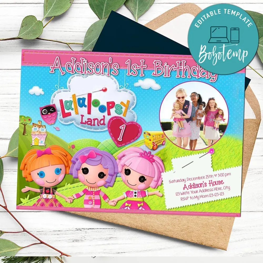Lalaloopsy Invitation With Photo Customizable Template DIY | Bobotemp