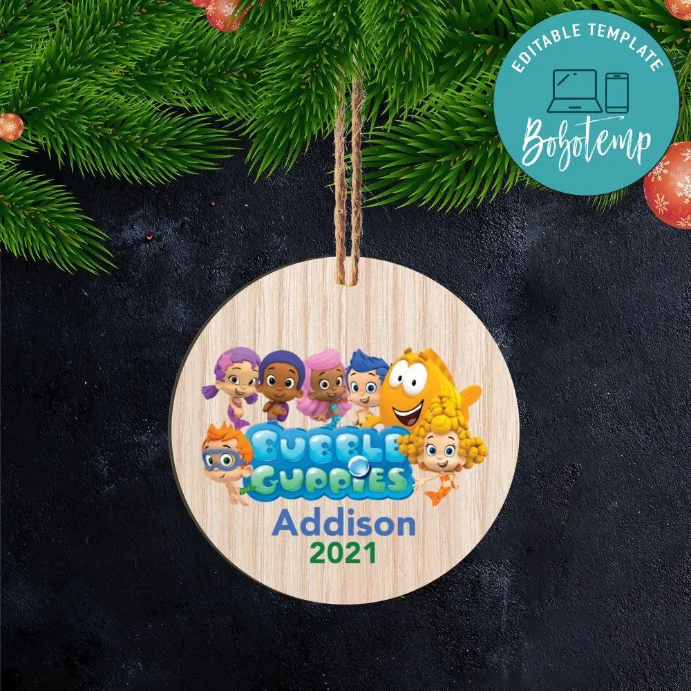 Bubble Guppies Christmas Wood Ornament Gift | Bobotemp