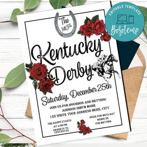 Kentucky Derby Party Invitation Template to print at home Instant Download