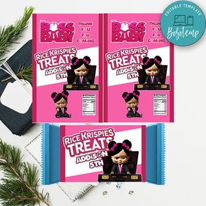 Black Girl Baby Boss Rice Krispie Treat Digital File Printable Instant Download