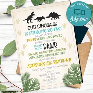 Dino Dig Birthday Invitation Printable Instant Download