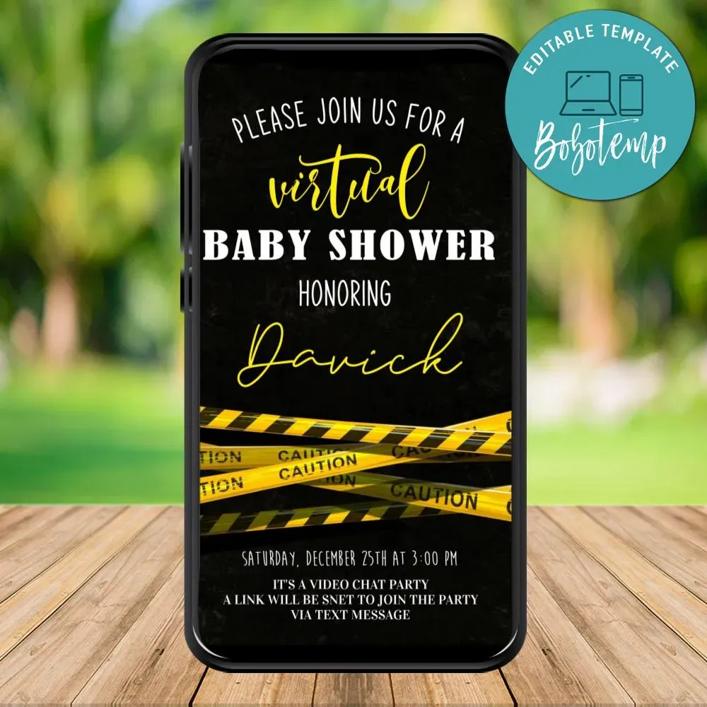 Electronic Quarantine Virtual Baby Shower Electronic Invite Invitation