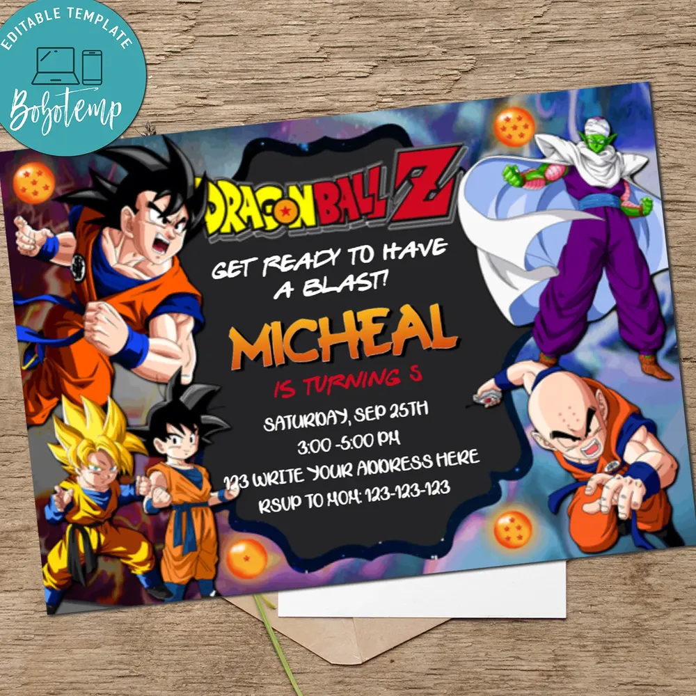 Dragon Ball Birthday Invitation Dragonball Z Invitation Printable