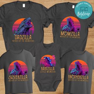 Godzilla Birthday Family Matching Party PNG file template