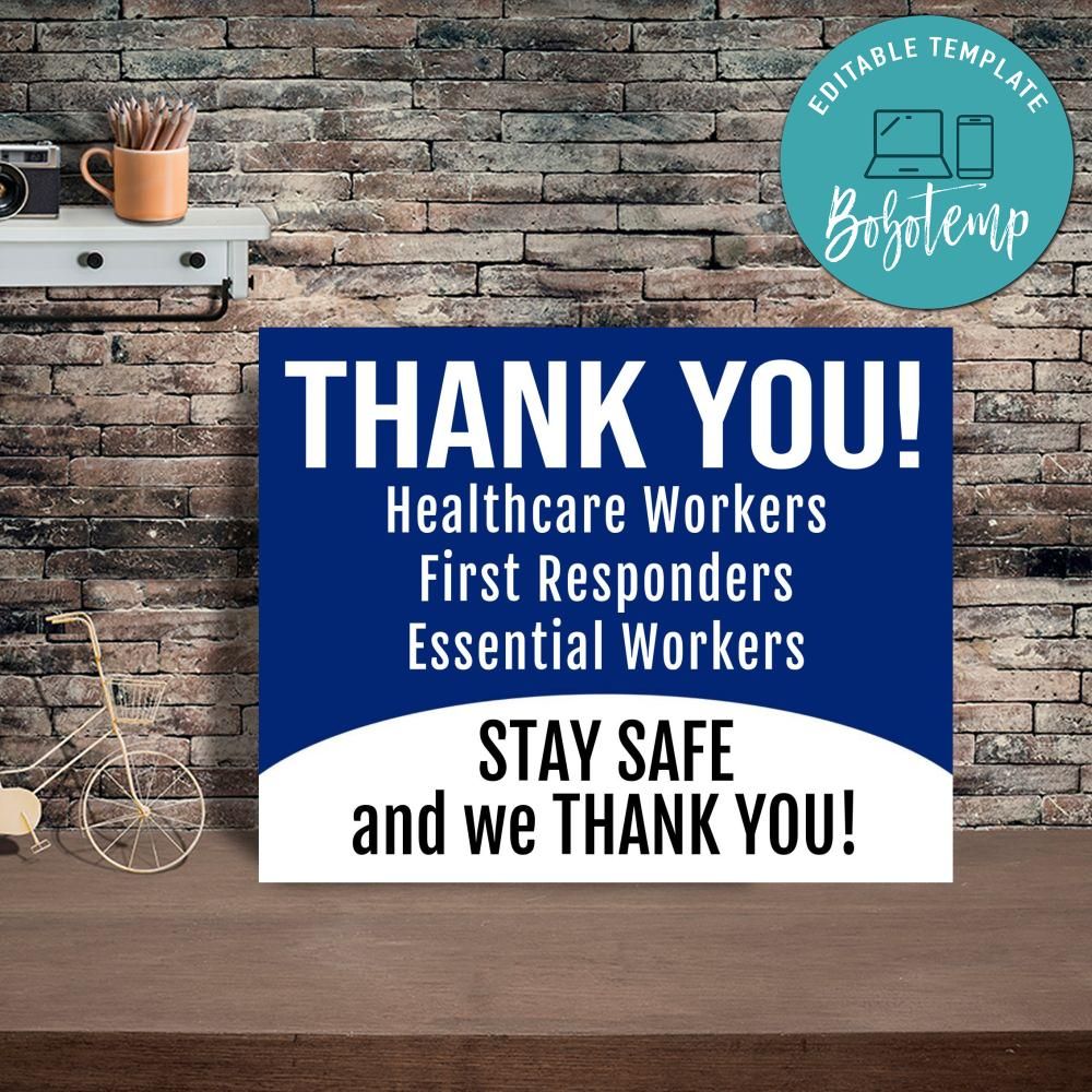 Thank you Stay Safe Yard Sign Printable Instant Download | Bobotemp