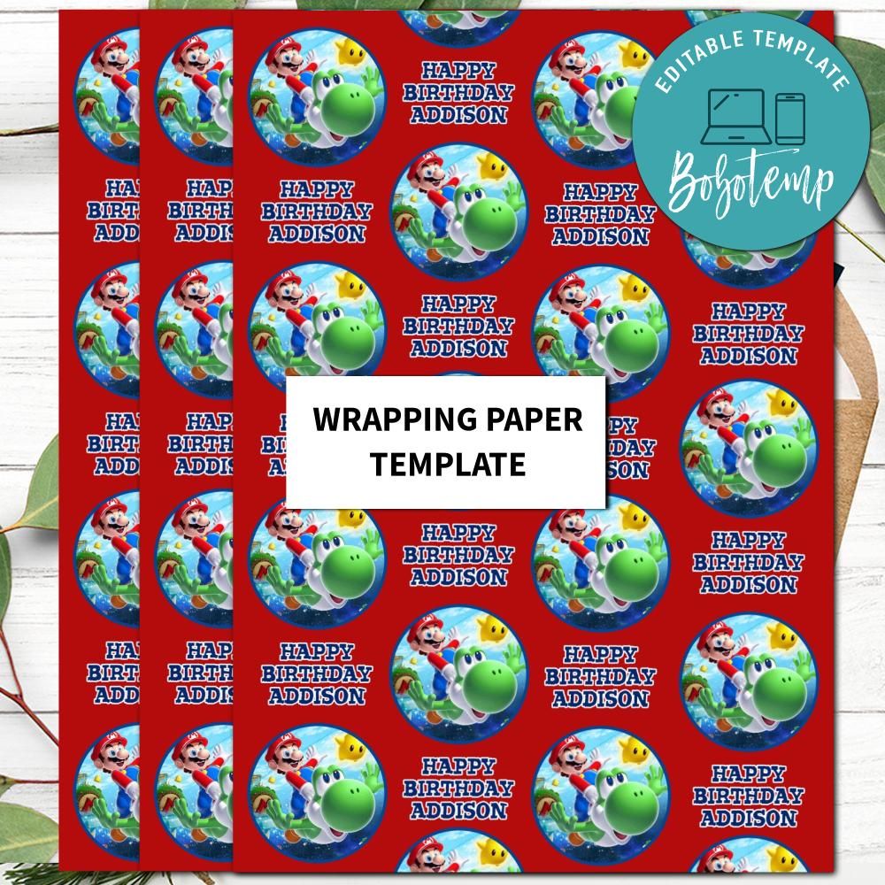 Super Mario Wrapping Paper Printable Template Instant Download ...