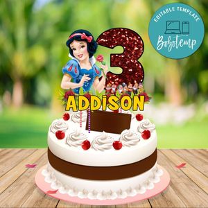 Snow White Birthday Cake Topper Template Printable Instant Download