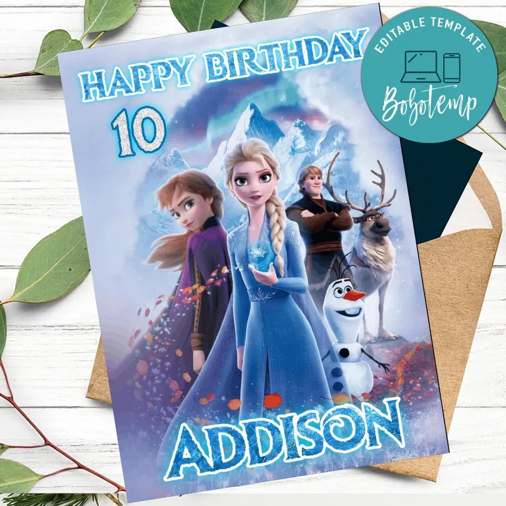 Frozen 2 Movie Happy Birthday Card to Print at Home DIY | Bobotemp