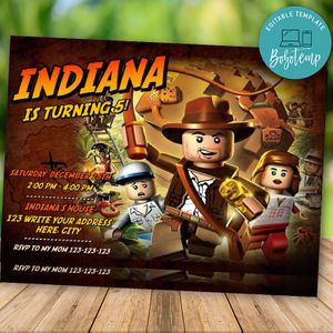 Editable Lego Indiana Jones Birthday Flyer Instant Download