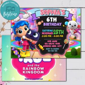 Editable True and The Rainbow Kingdom Birthday Flyer Digital File