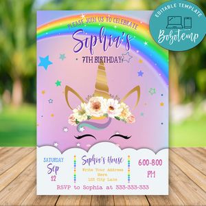 Happiest Unicorn Birthday card template